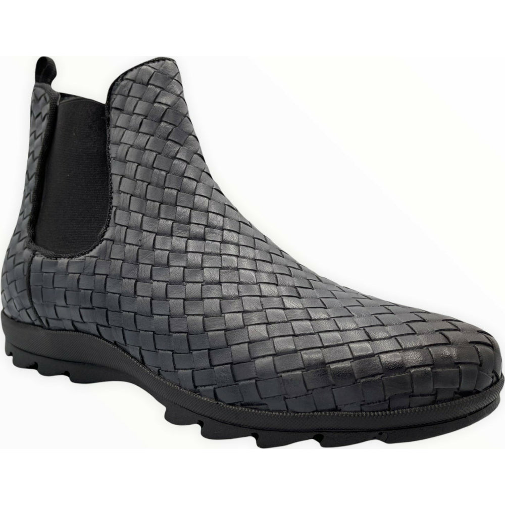 Vinci Leather The Luxpre Grey Leather Handwoven Casual Chelsea Boot (14492)