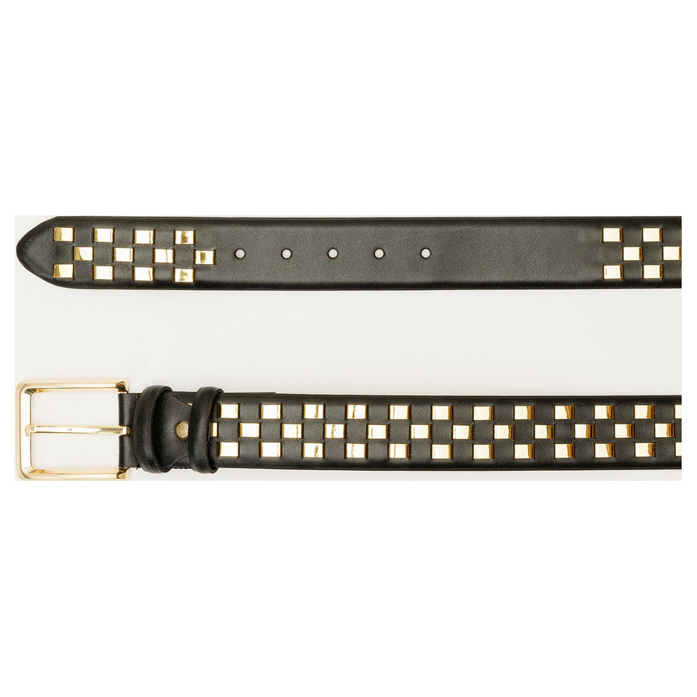 Vinci Leather The Mackenzie Black / Gold Woven Leather Belt