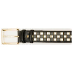 Vinci Leather The Mackenzie Black / Gold Woven Leather Belt