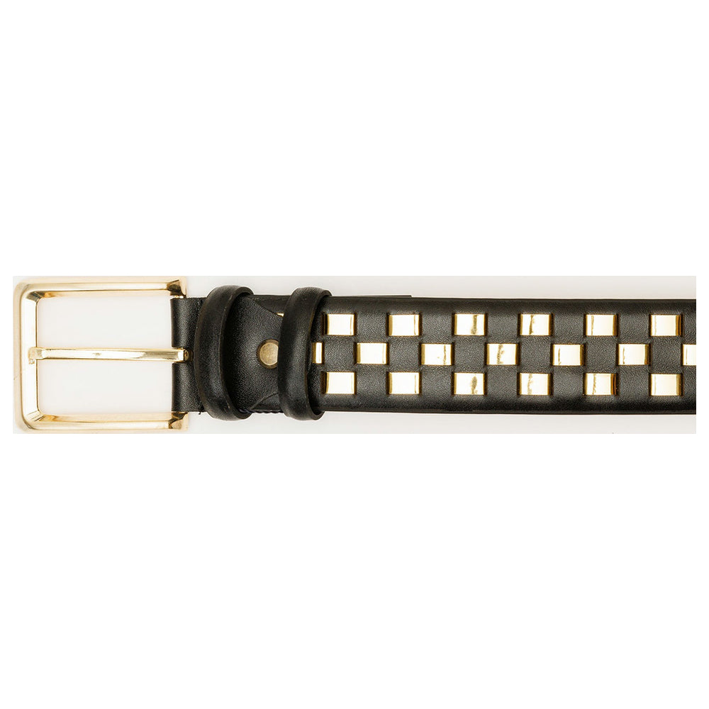 Vinci Leather The Mackenzie Black / Gold Woven Leather Belt