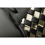 Vinci Leather The Mackenzie Black / Gold Woven Leather Sneaker (D-521)