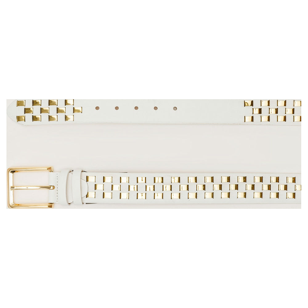 Vinci Leather The Mackenzie White / Gold Woven Leather Belt