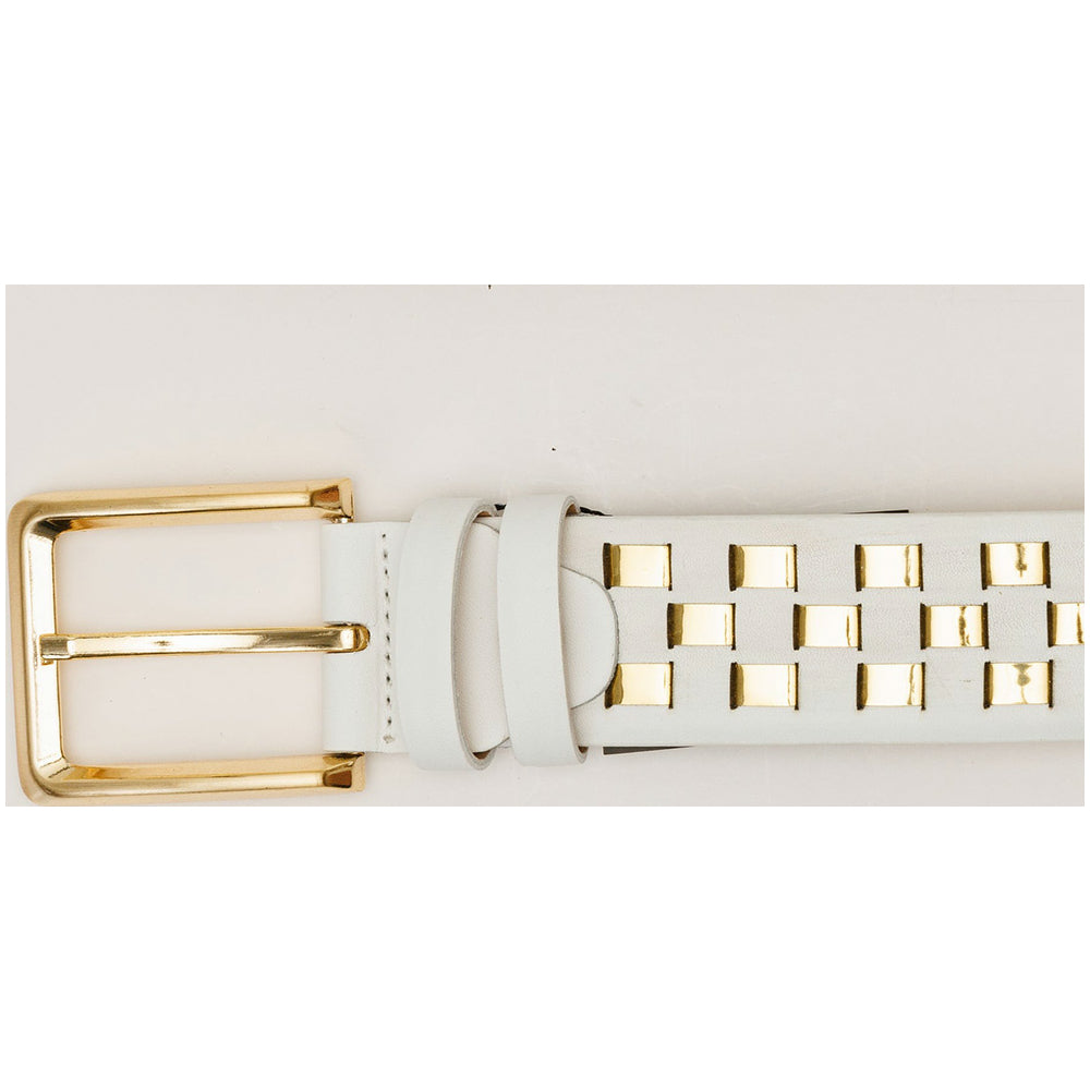 Vinci Leather The Mackenzie White / Gold Woven Leather Belt