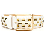 Vinci Leather The Mackenzie White / Gold Woven Leather Belt