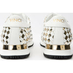 Vinci Leather The Mackenzie White / Gold Woven Leather Sneaker (D-521)
