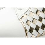 Vinci Leather The Mackenzie White / Gold Woven Leather Sneaker (D-521)