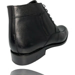 Vinci Leather The Madras Black Leather Dress Lace Up Boot With A Zipper (10708)