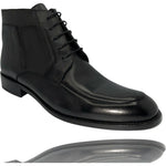 Vinci Leather The Madras Black Leather Dress Lace Up Boot With A Zipper (10708)