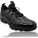 Vinci Leather The Madrid Black / Red Leather Casual Shoes (14133)