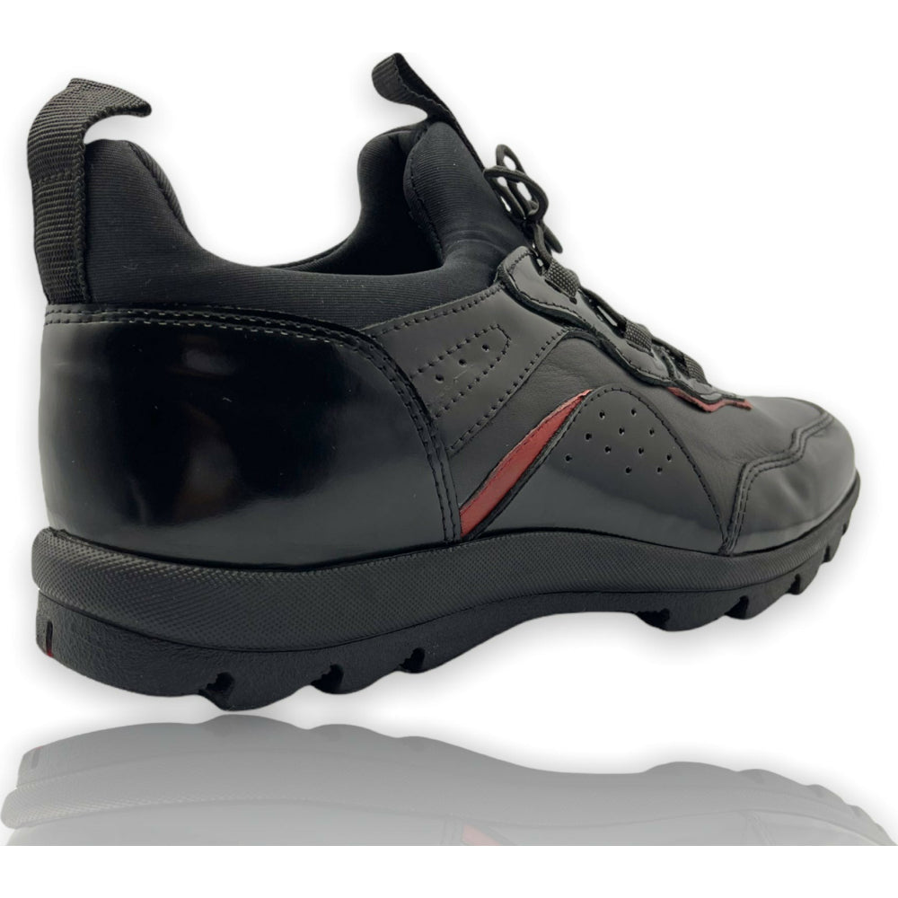 Vinci Leather The Madrid Black / Red Leather Casual Shoes (14133)