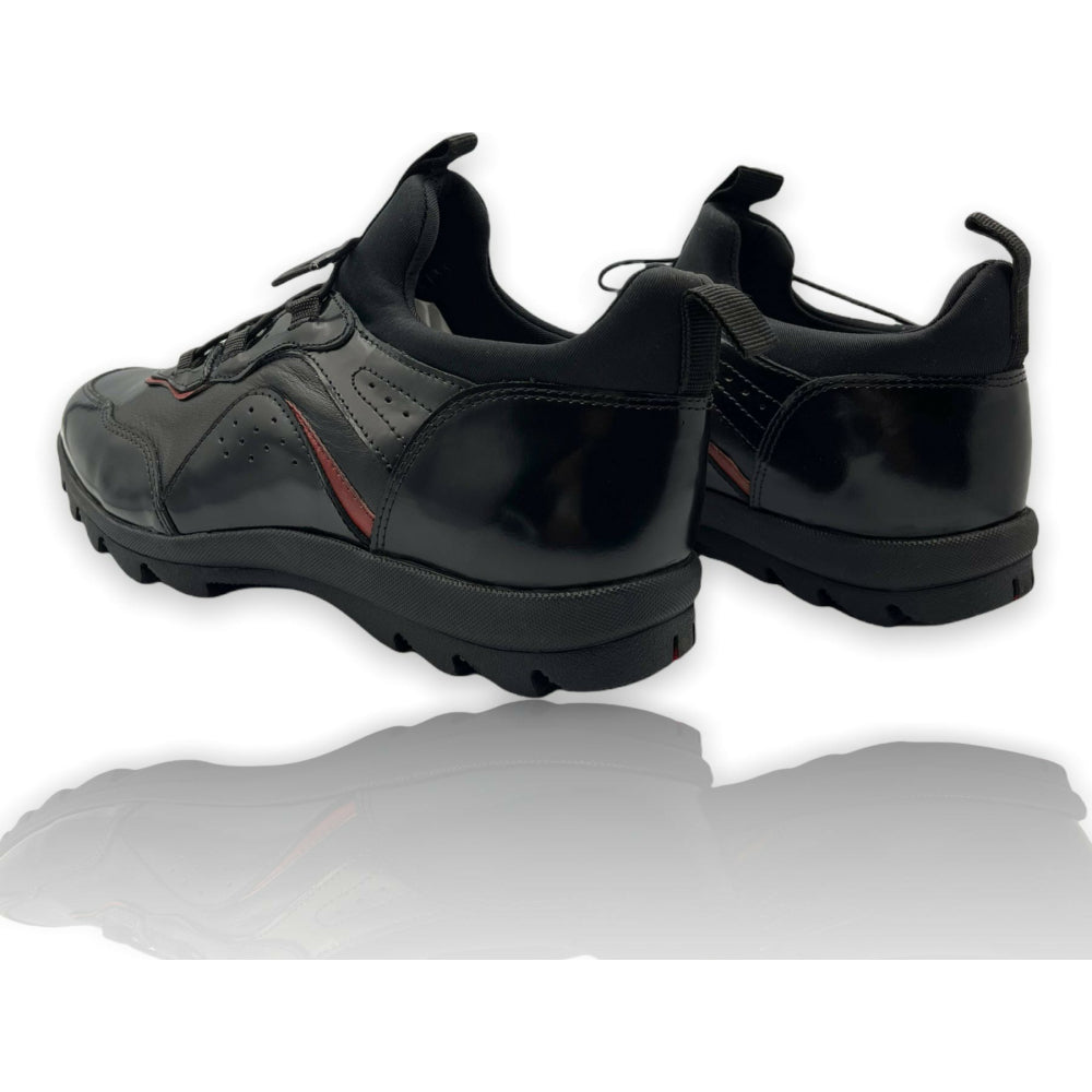 Vinci Leather The Madrid Black / Red Leather Casual Shoes (14133)