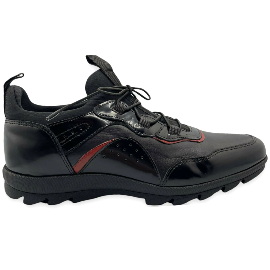 Vinci Leather The Madrid Black / Red Leather Casual Shoes (14133)