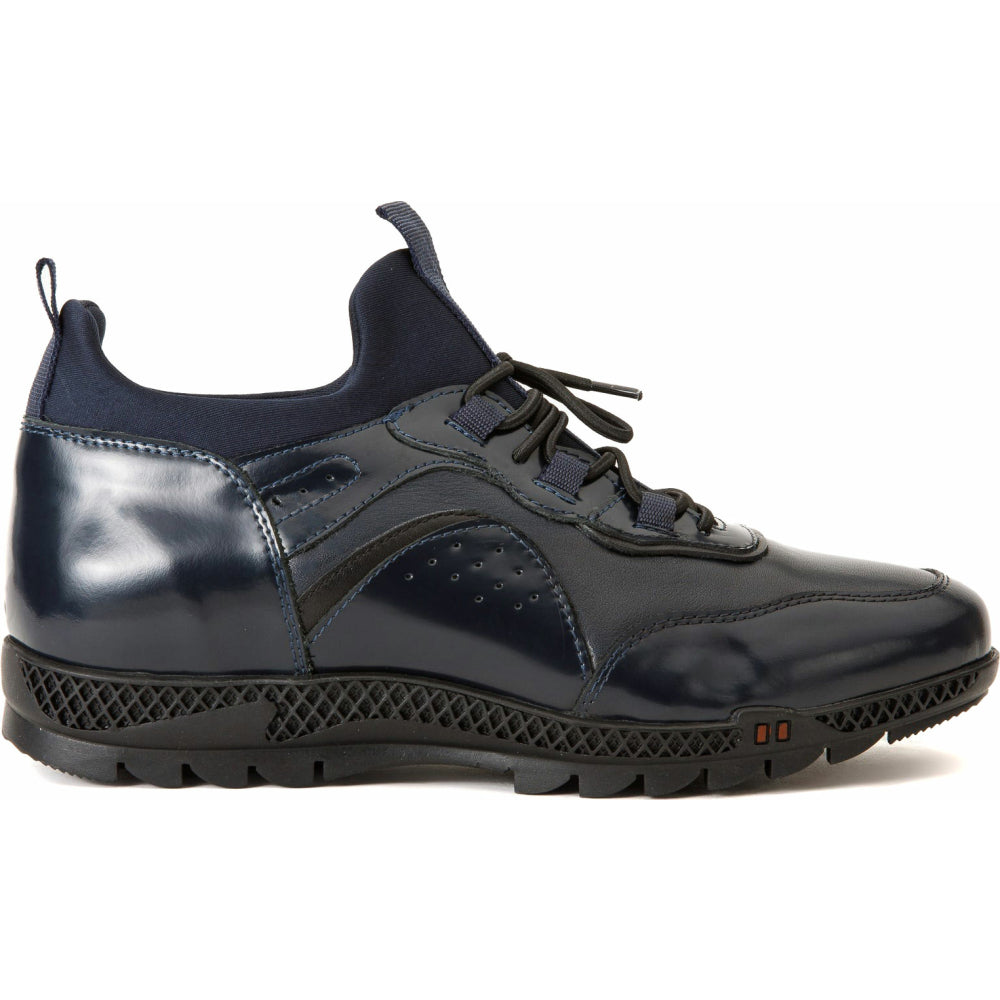 Vinci Leather The Madrid Navy Blue Leather Casual Shoes (14133)
