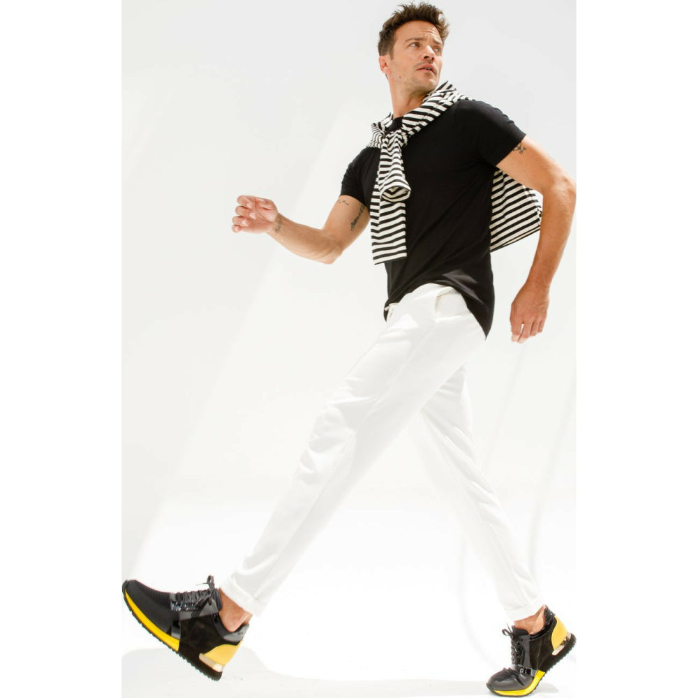 Vinci Leather The Magura Black / Yellow Leather Sneaker (D-519)