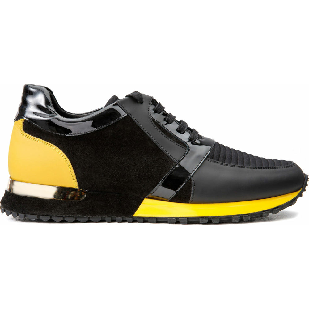 Vinci Leather The Magura Black / Yellow Leather Sneaker (D-519)