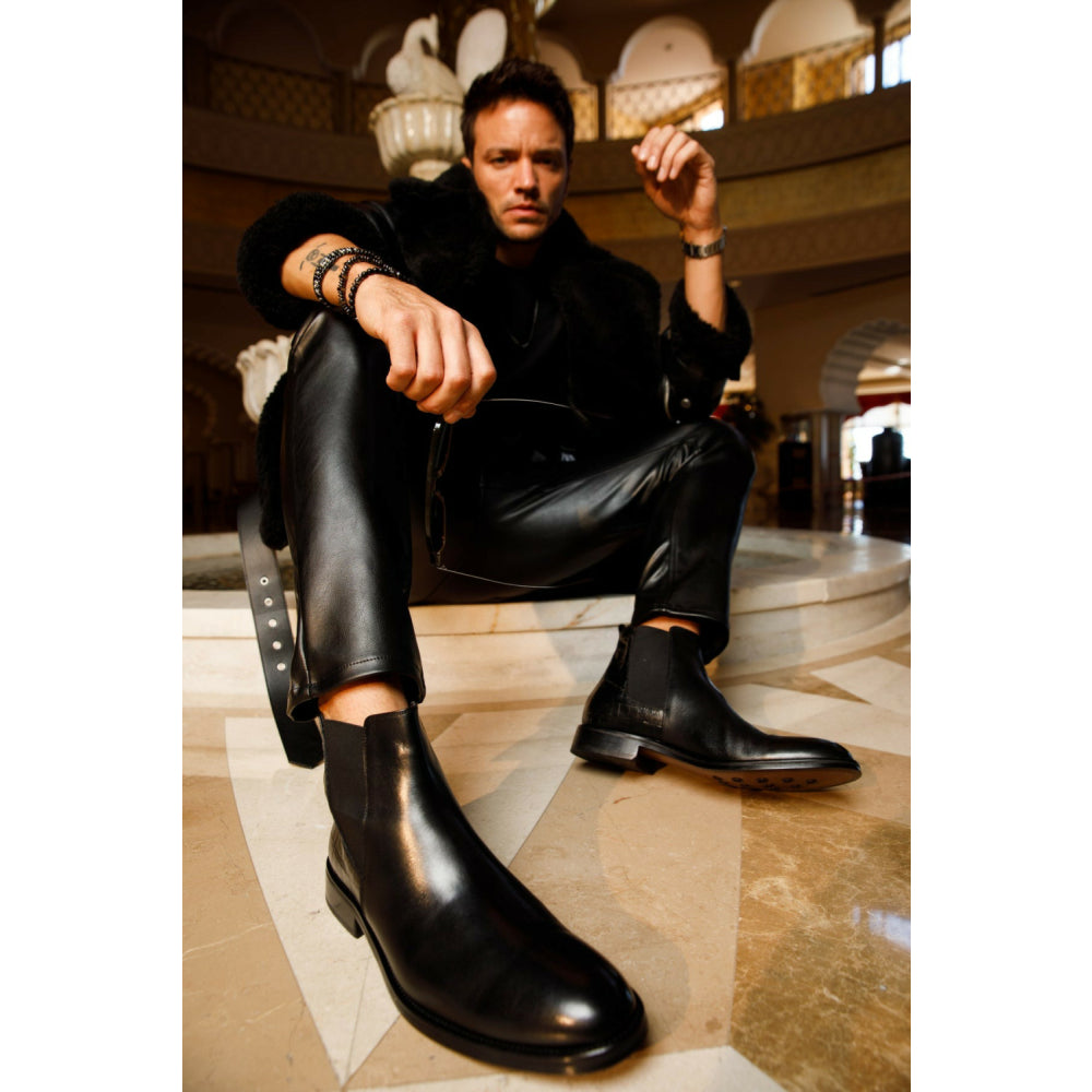 Vinci Leather The Manby Black Leather Chelsea Boot (14561)