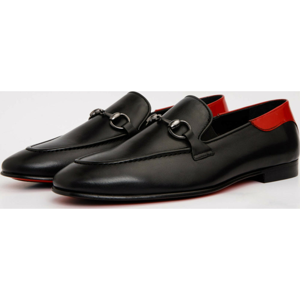 Vinci Leather The Maratea Black Leather Shoe Bit Loafer (C-9032X)