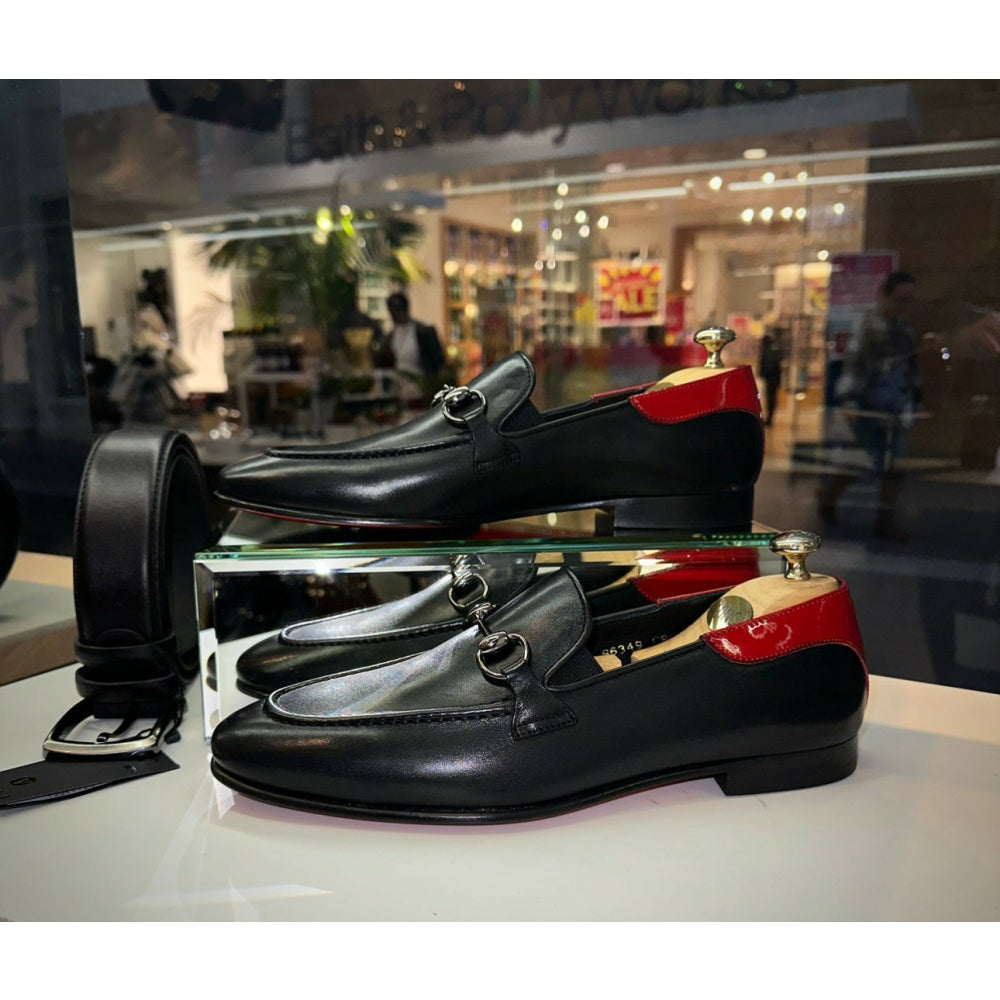 Vinci Leather The Maratea Black Leather Shoe Bit Loafer (C-9032X)