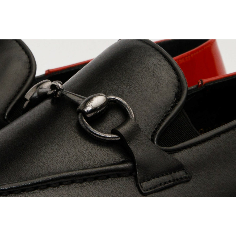 Vinci Leather The Maratea Black Leather Shoe Bit Loafer (C-9032X)