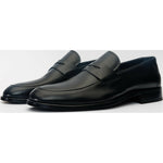 Vinci Leather The Marinka Black Leather Shoe Penny Loafer (9439)