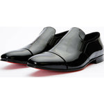 Vinci Leather The Marlo Shoe Black Patent Leather Cap Toe Slip-on Dress Loafer (2551)