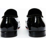 Vinci Leather The Marlo Shoe Black Patent Leather Cap Toe Slip-on Dress Loafer (2551)
