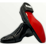 Vinci Leather The Marlo Shoe Black Patent Leather Cap Toe Slip-on Dress Loafer (2551)
