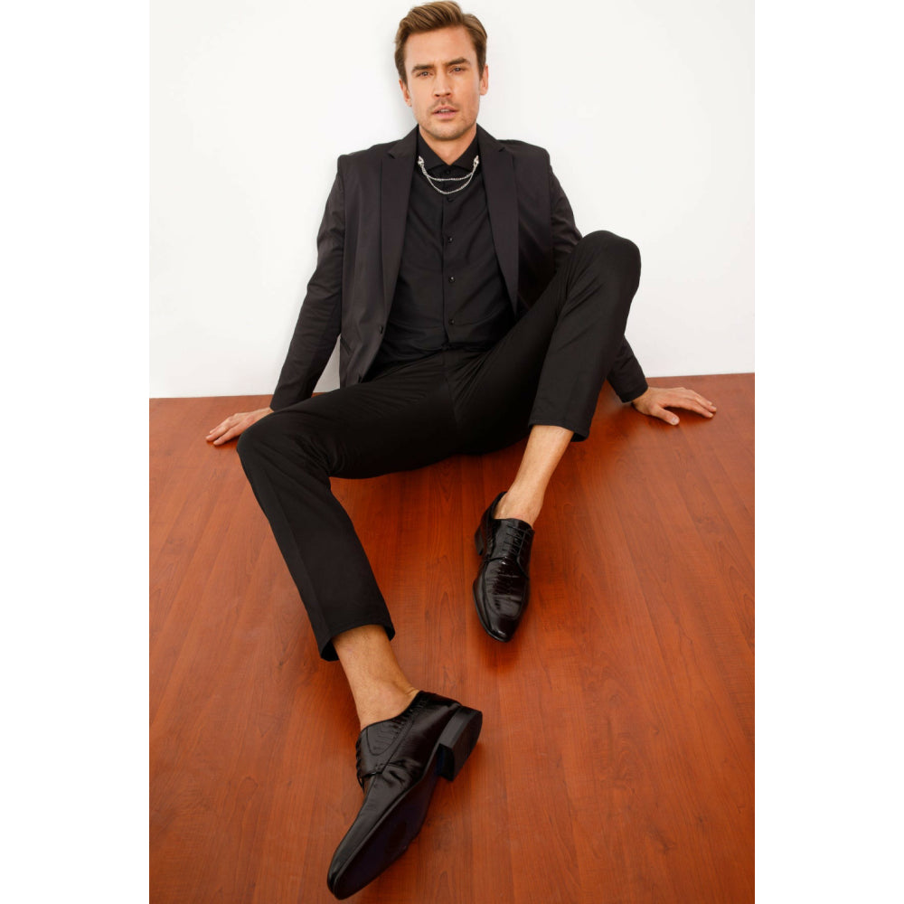 Vinci Leather The Martin Black Leather Derby Shoe (6055)