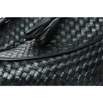 Vinci Leather Woven Tassel Loafer Black