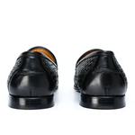 Vinci Leather Woven Tassel Loafer Black