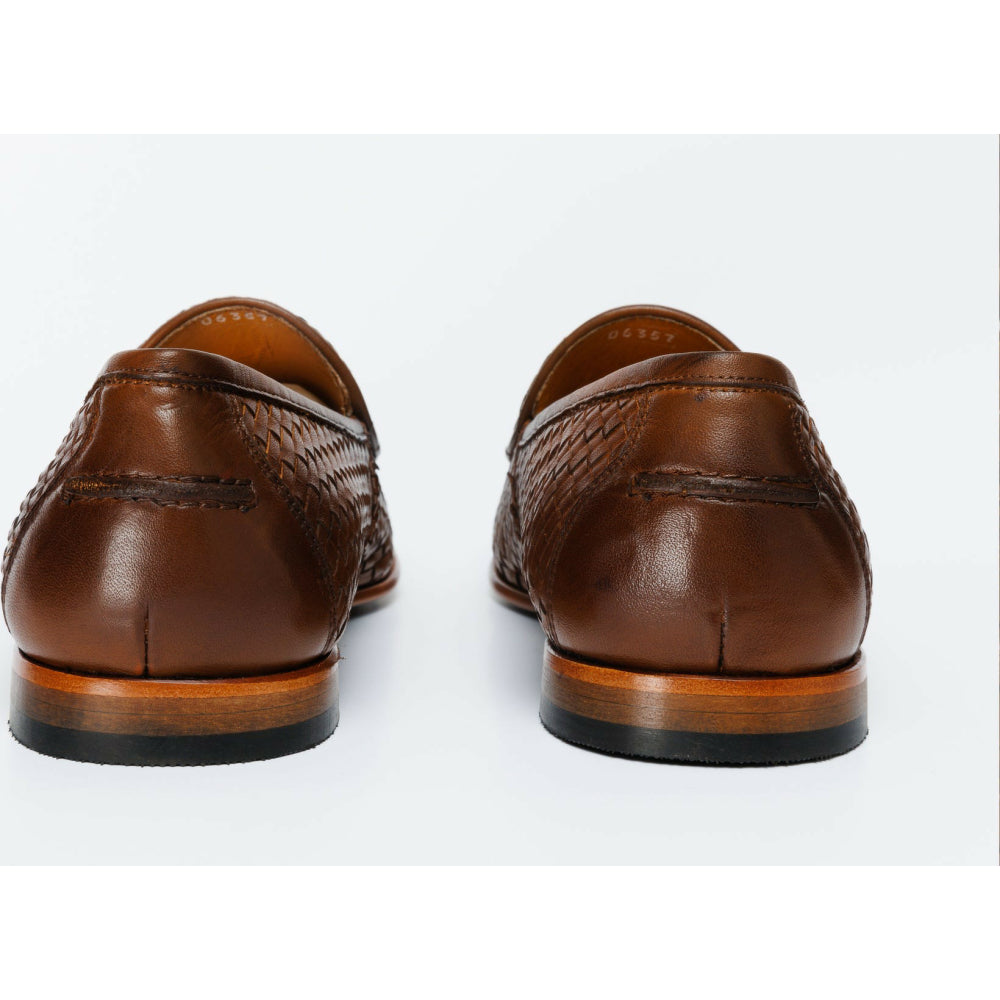 Vinci Leather The Mclean Shoe Brown Woven Tassel Loafer (2088 T-1)