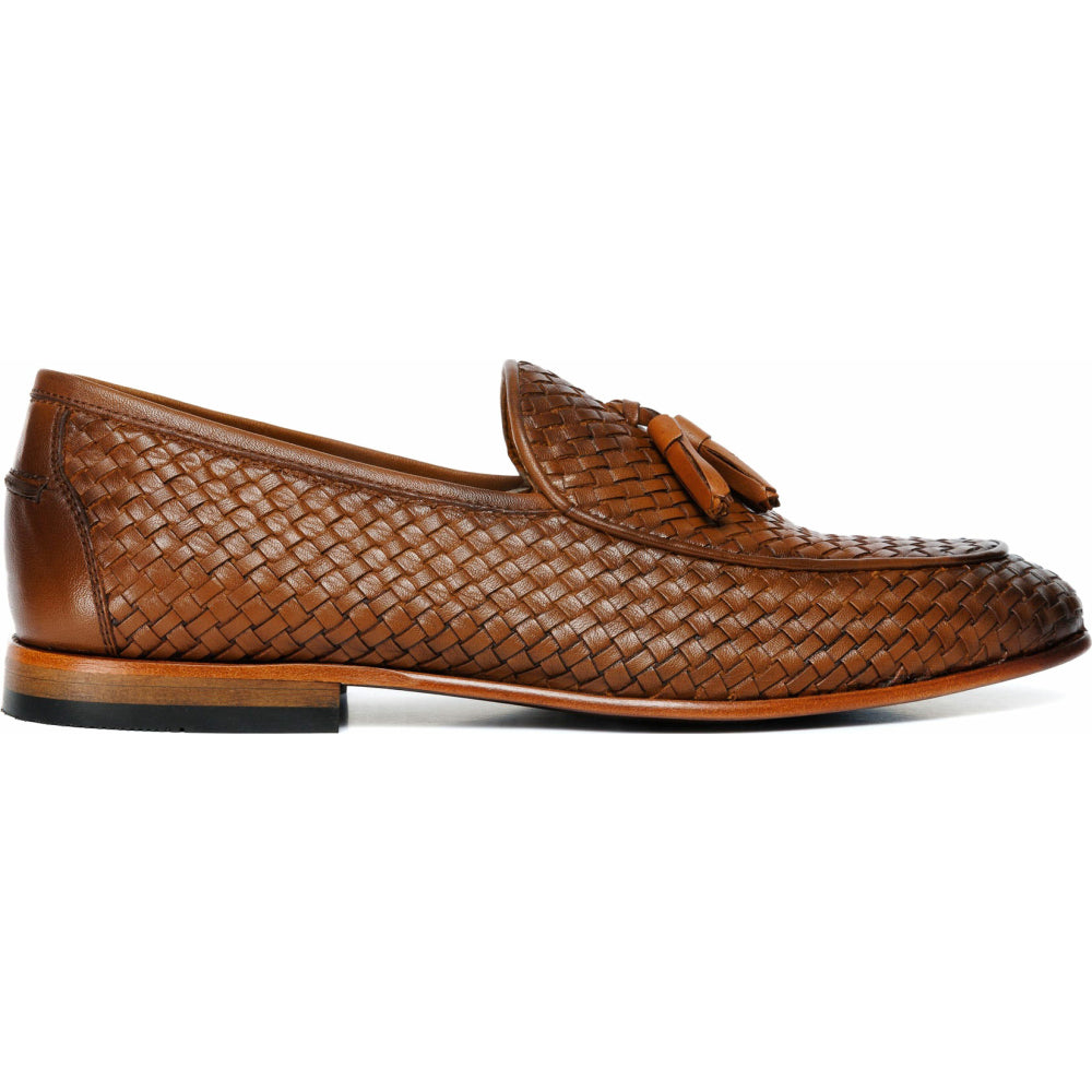 Vinci Leather The Mclean Shoe Brown Woven Tassel Loafer (2088 T-1)
