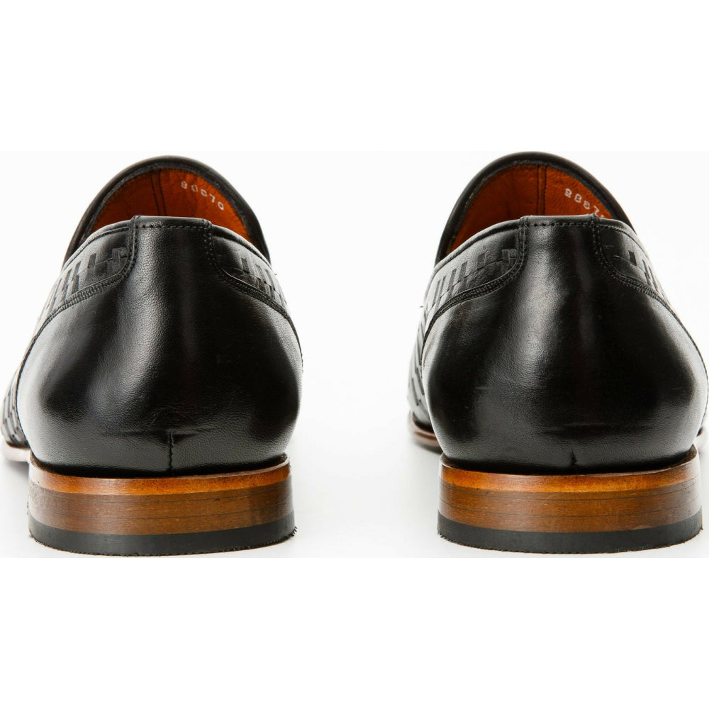 Vinci Leather The Meram Black Leather Tassel Slip-on Loafer Shoe (13169)