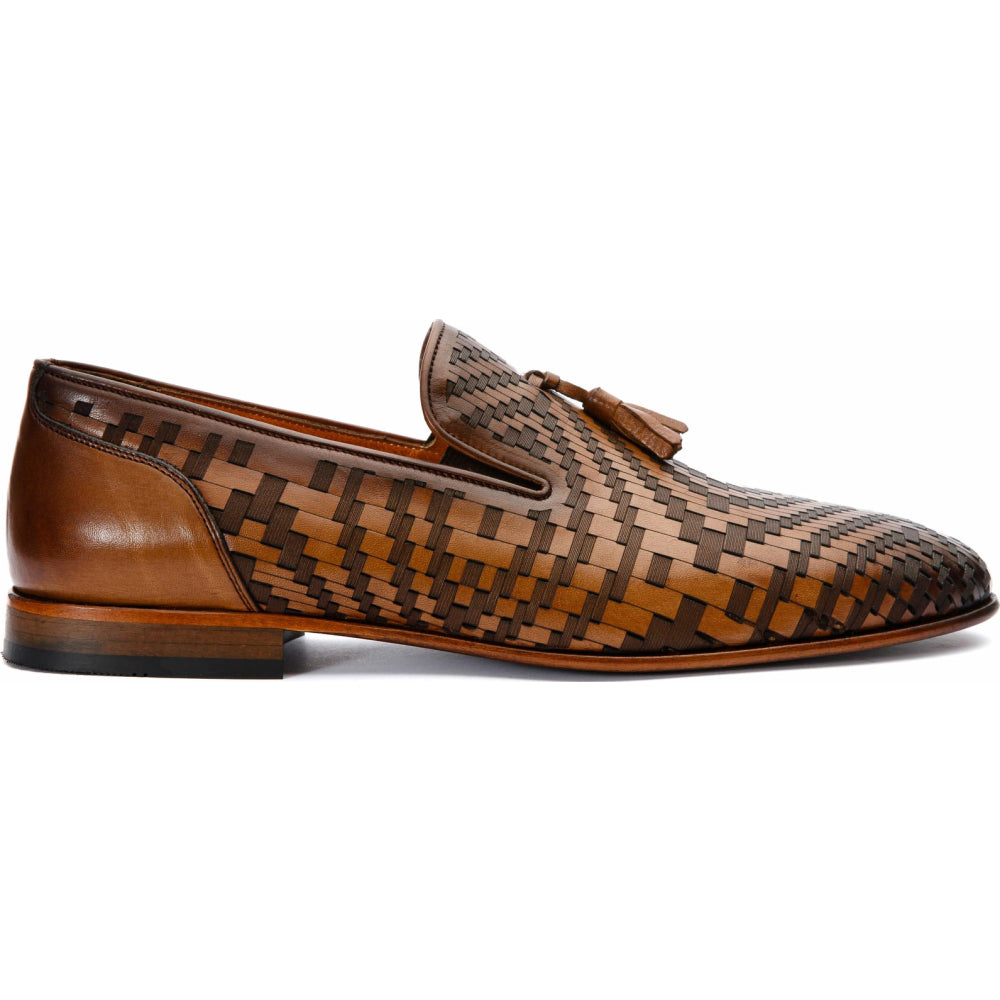 Vinci Leather The Meram Brown Leather Tassel Slip-on Loafer Shoe (13169)