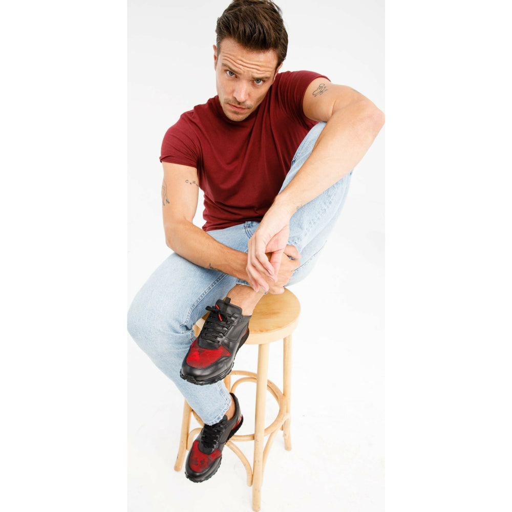 Vinci Leather The Merced Black Leather Sneaker (D-5700)