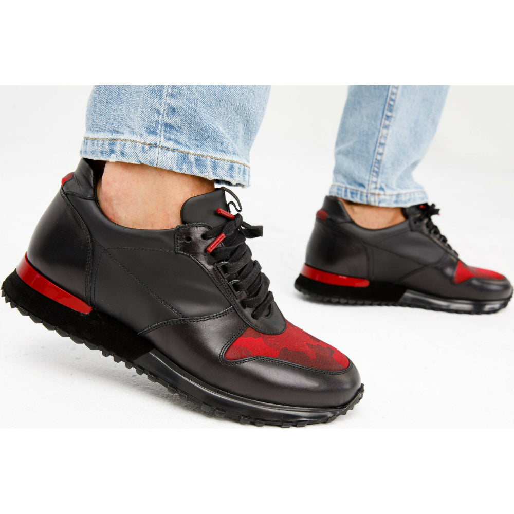 Vinci Leather The Merced Black Leather Sneaker (D-5700)