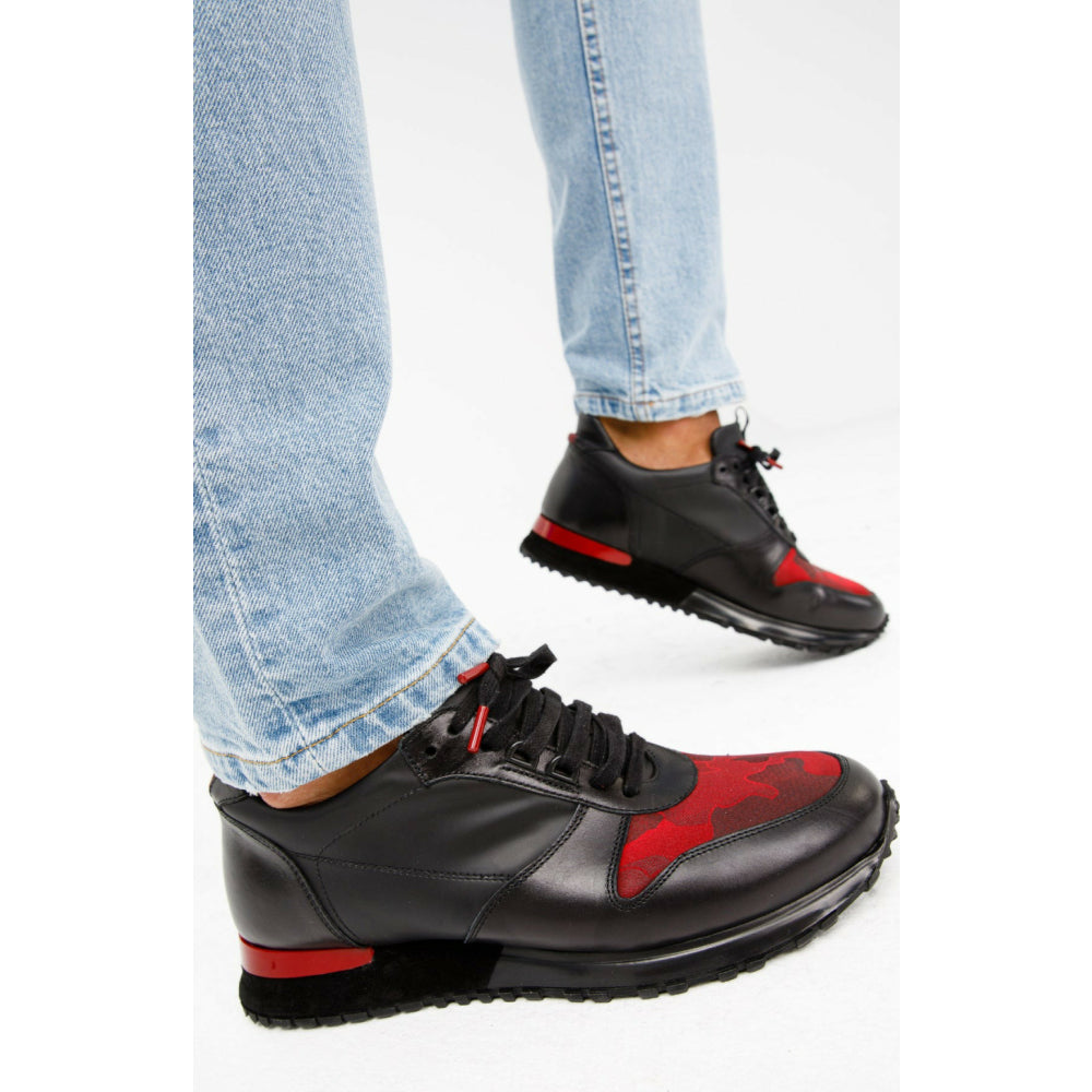 Vinci Leather The Merced Black Leather Sneaker (D-5700)
