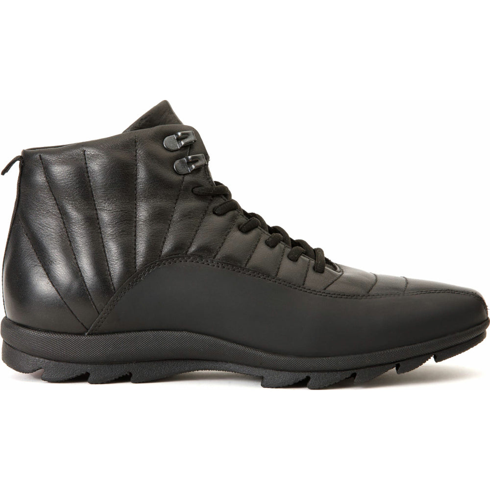 Vinci Leather The Merter Black Leather Casual Lace-up Boot (14339 S-5)
