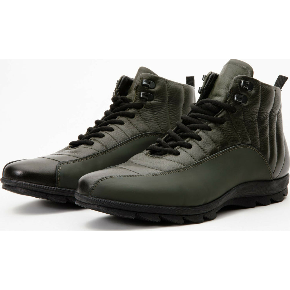 Vinci Leather The Merter Green Leather Casual Lace-up Boot (14339 H-5)