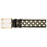 Vinci Leather The Mesina Black / Gold Woven Leather Belt