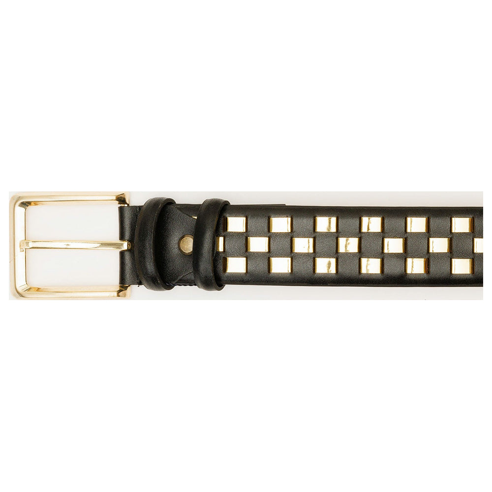 Vinci Leather The Mesina Black / Gold Woven Leather Belt