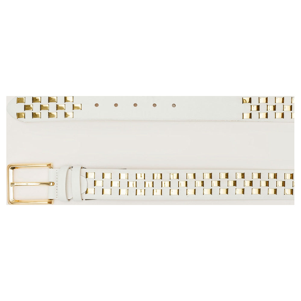 Vinci Leather The Mesina White / Gold Woven Leather Belt