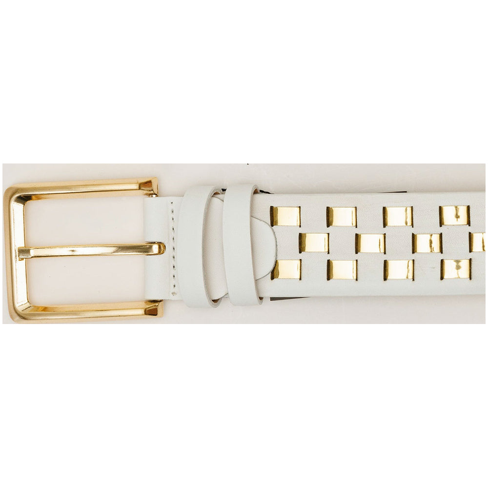 Vinci Leather The Mesina White / Gold Woven Leather Belt