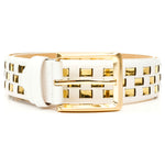 Vinci Leather The Mesina White / Gold Woven Leather Belt
