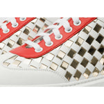 Vinci Leather The Messina White / Red Woven Leather Sneaker For Men (8022)