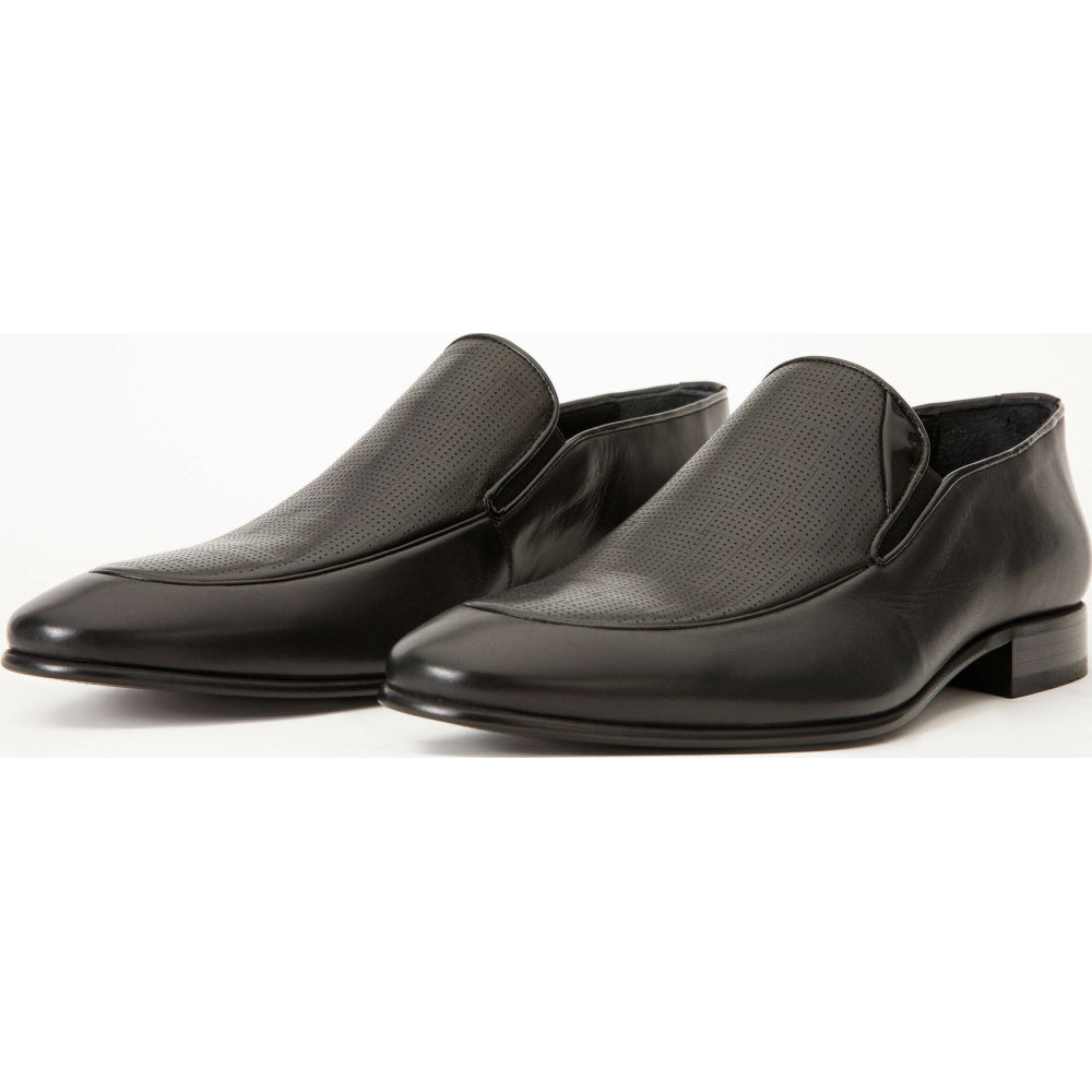 Vinci Leather The Migues Black Leather Loafer Shoe (9548)