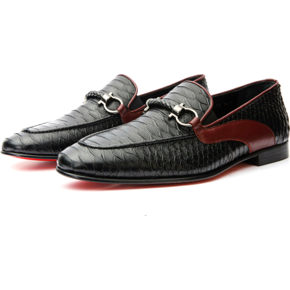 Vinci Leather The Milano Black Shoe Bit Loafer