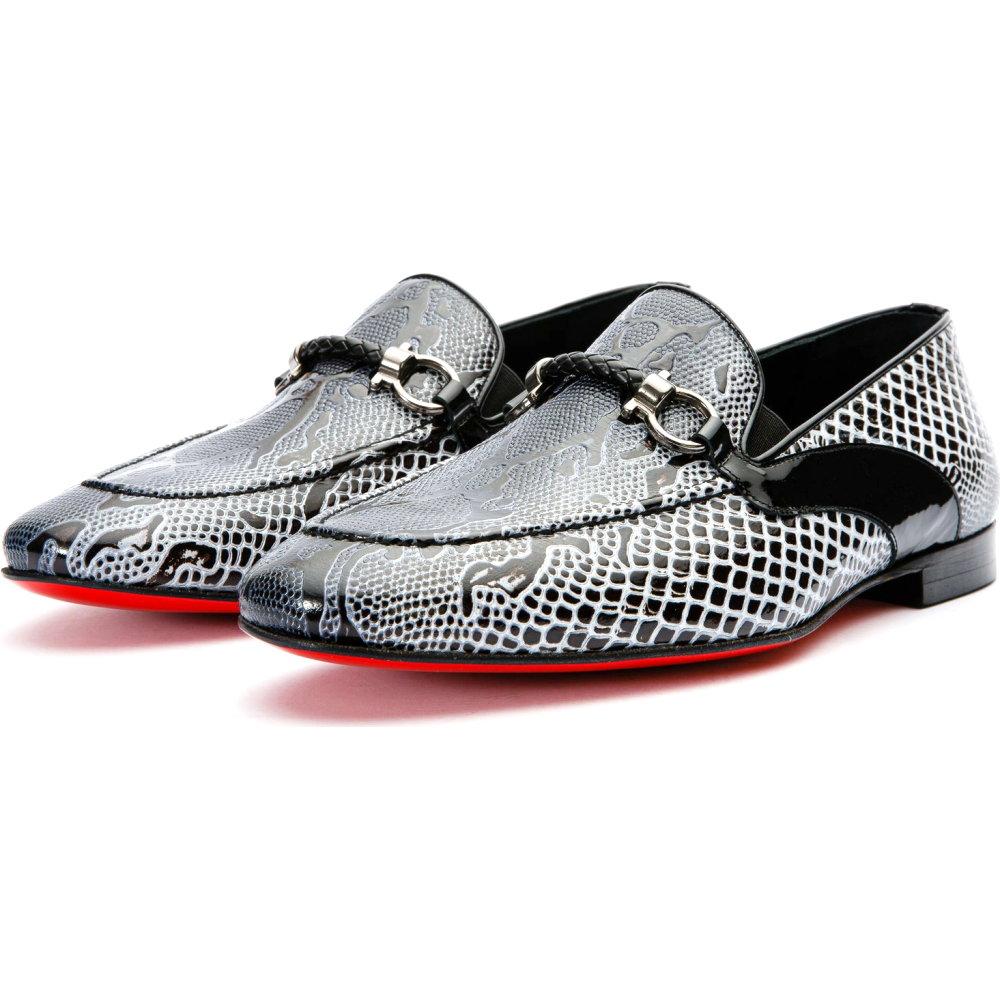 Vinci Leather The Milano Black / White Shoe Bit Loafer