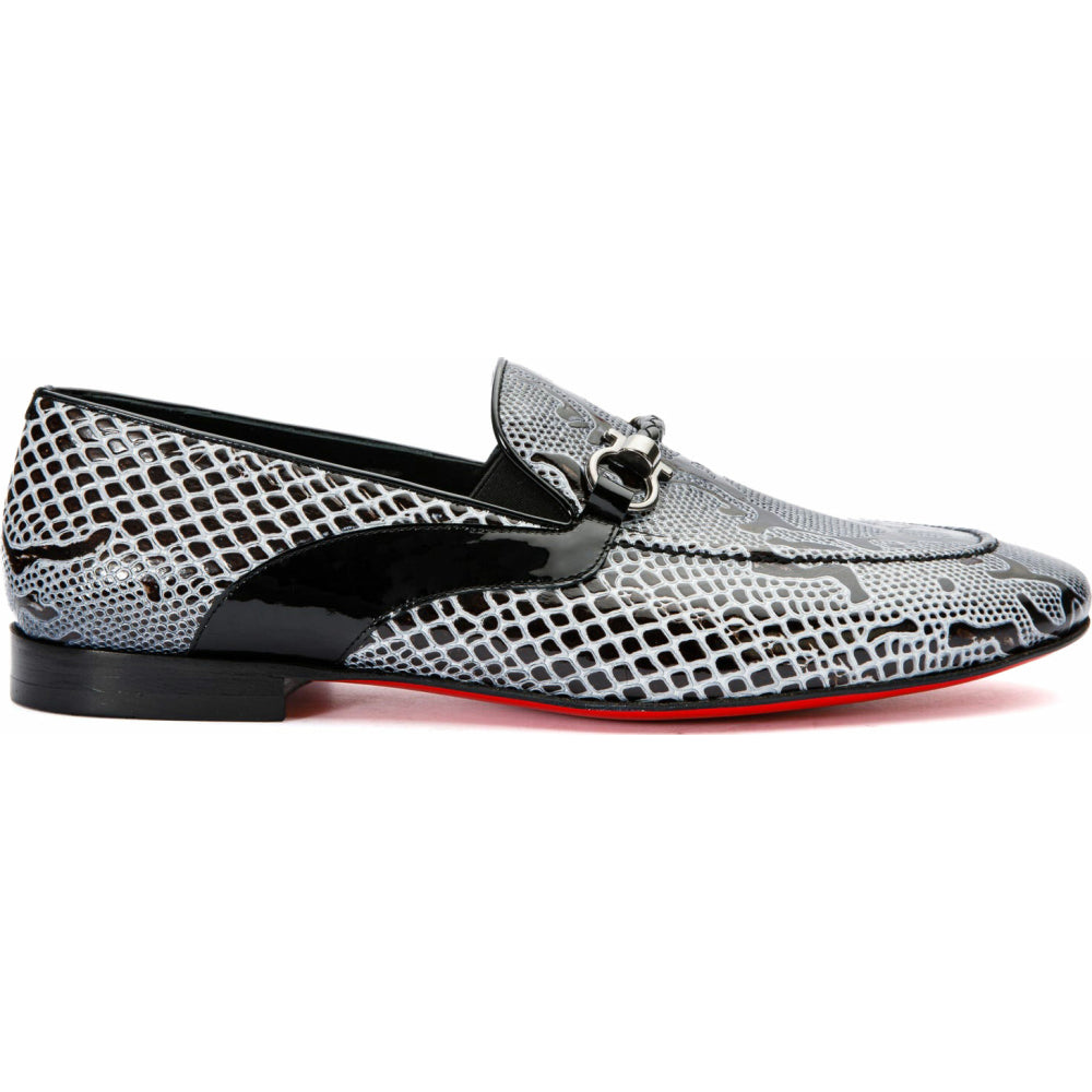 Vinci Leather The Milano Black / White Shoe Bit Loafer