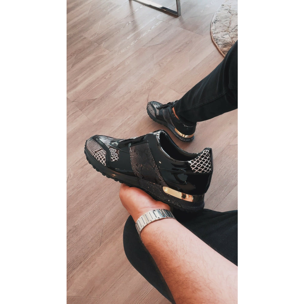 Vinci Leather The Milano Snk Black / White Leather Sneaker (D-539T)